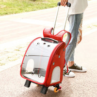 HKM-2574653 Transparent Folding Pet Trolley Diaper Bag for Small Dogs and Cats, Medium Soft PU PC and Oxford Cloth