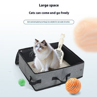 HKM-2576061 Foldable Cat Toilet, Portable Mobile Cat Litter Box, Grey & Black Oxford Cloth Design, 40x30x14cm