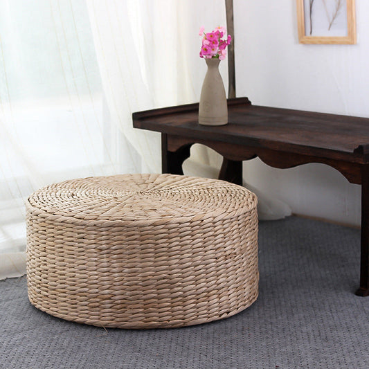 HKM-257619 Light Yellow Tatami Straw Woven Futon Cushion for Bay Window Yoga and Floor Use
