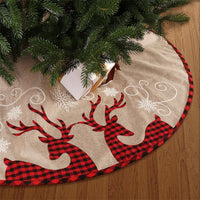 HKM-257619 Linen Plaid Christmas Tree Skirt - 32-Inch & 48-Inch Sizes Available