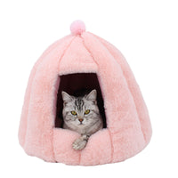 HKM-2576445 Cozy Enclosed Cat Litter Box with Warm Fabric Design in White, Pink, and Grey