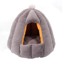 HKM-2576445 Cozy Enclosed Cat Litter Box with Warm Fabric Design in White, Pink, and Grey