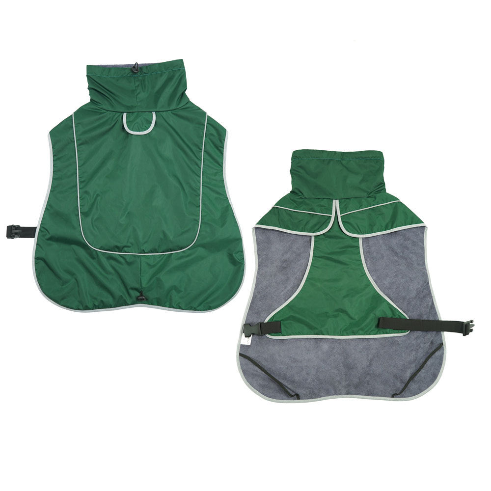 HKM-2576573 Warm Shell Jacket for Pets in Christmas Green, Olive Green, and Red ¨C Available in Sizes XS to XL