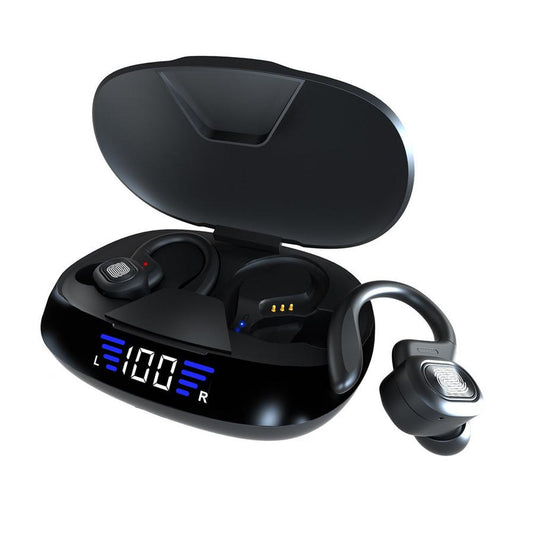HKM-257683 Binaural Ear Hook Bluetooth Headset with Touch Control and LED Battery Display