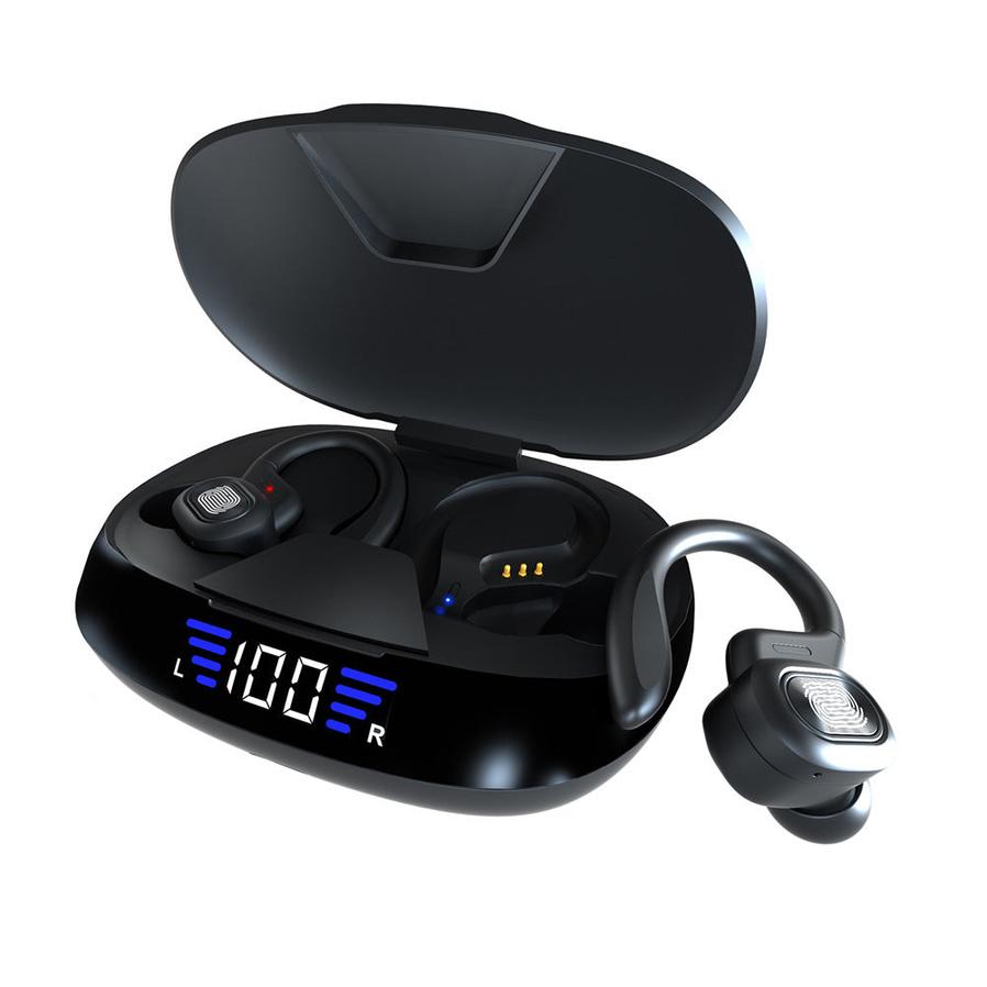 HKM-257683 Binaural Ear Hook Bluetooth Headset with Touch Control and LED Battery Display