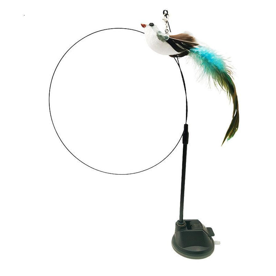HKM-257683 Feather Cat Teaser with Epoxy Sucker Holder and Steel Wire Design