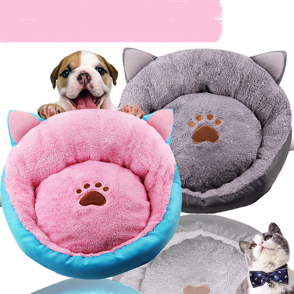 HKM-2578237 Cozy Cat Ears Padded Pet Nest with Non-Slip Bottom - Soft & Breathable – Machine Washable
