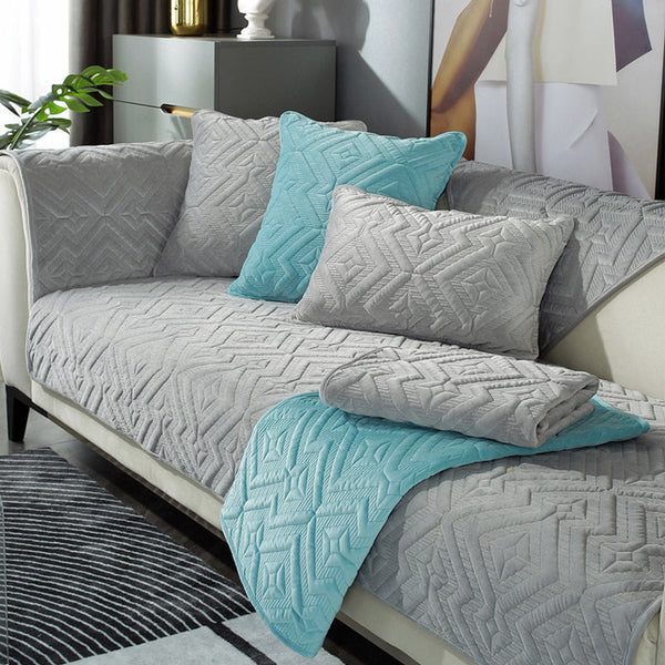 HKM-257875 Sofa Cushion Cover in Plush Velvet – Non-Slip Leather Protection, Multiple Sizes & Colors Available