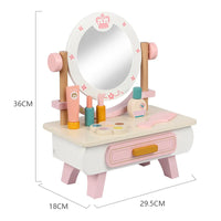 HKM-257939 Wooden Makeup Dressing Table Set for Pretend Play – Fashion Princess Girls Toy