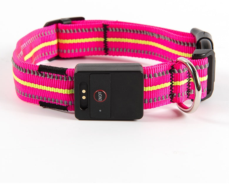 HKM-2580157 Waterproof Fiber Optic Magnetic Charging Pet Collar with Reflective Safety Modes