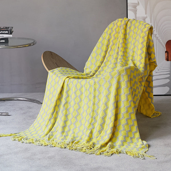 HKM-258067 Summer Air Conditioning Blanket - Soft, Modern Nap Blanket in Turmeric, Gray, Red, Bright Yellow, or Extreme Gray