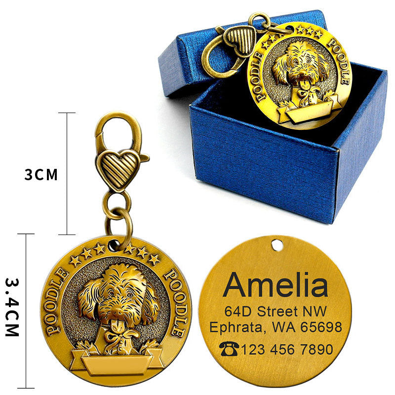 HKM-2580797 Custom Engraved Metal Dog ID Tag with Anti-Lost Features, Fits 18 Breeds
