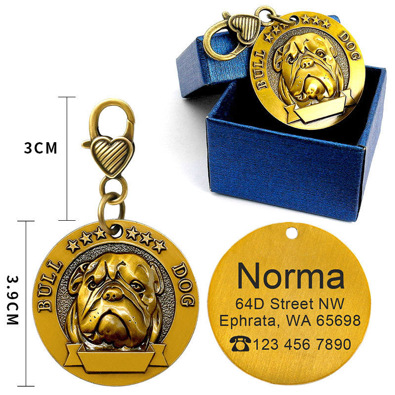HKM-2580797 Custom Engraved Metal Dog ID Tag with Anti-Lost Features, Fits 18 Breeds