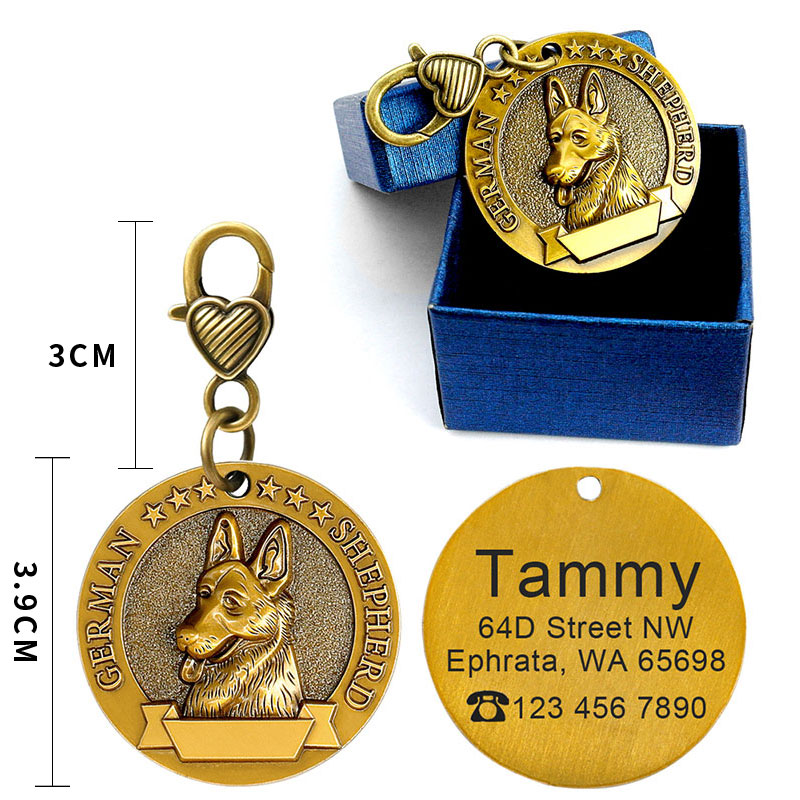 HKM-2580797 Custom Engraved Metal Dog ID Tag with Anti-Lost Features, Fits 18 Breeds