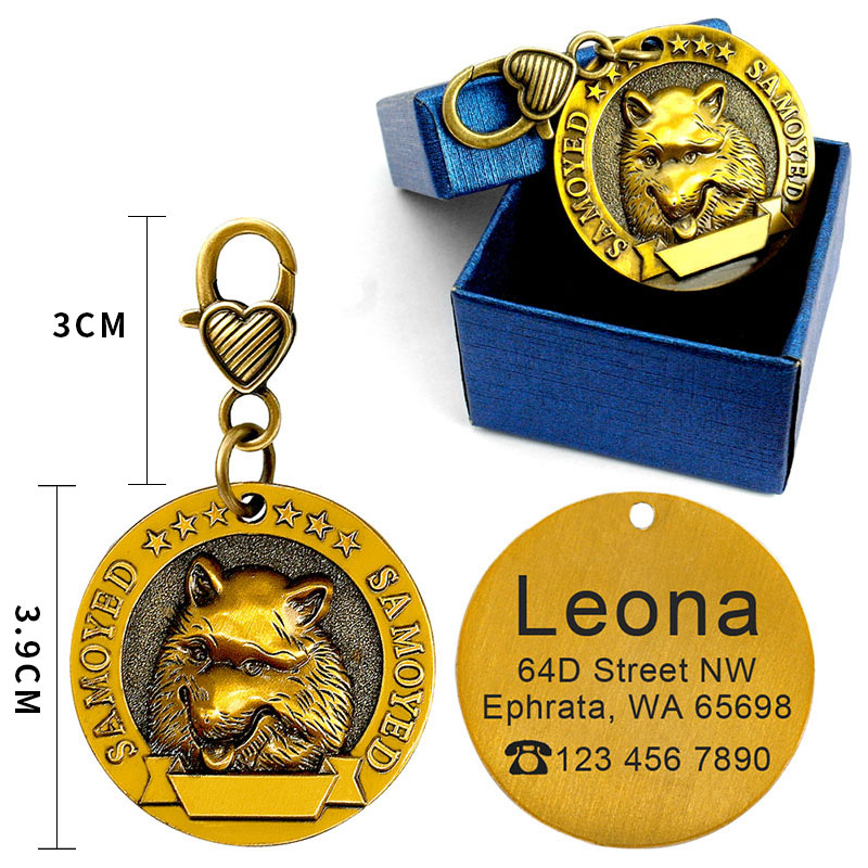 HKM-2580797 Custom Engraved Metal Dog ID Tag with Anti-Lost Features, Fits 18 Breeds