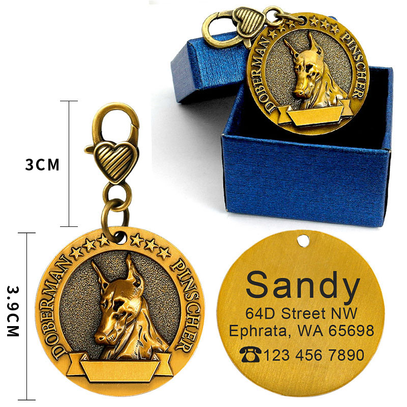 HKM-2580797 Custom Engraved Metal Dog ID Tag with Anti-Lost Features, Fits 18 Breeds