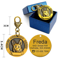 HKM-2580797 Custom Engraved Metal Dog ID Tag with Anti-Lost Features, Fits 18 Breeds