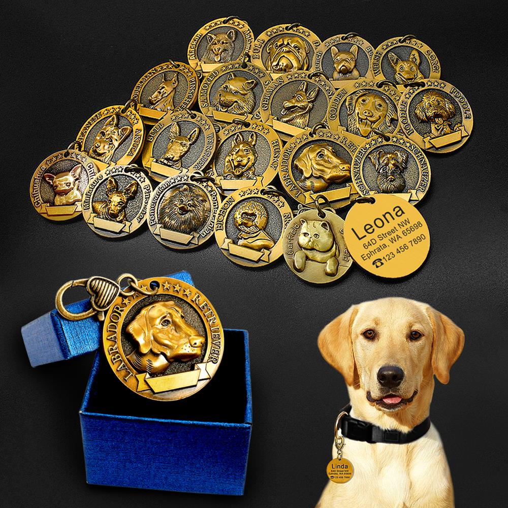 HKM-2580797 Custom Engraved Metal Dog ID Tag with Anti-Lost Features, Fits 18 Breeds