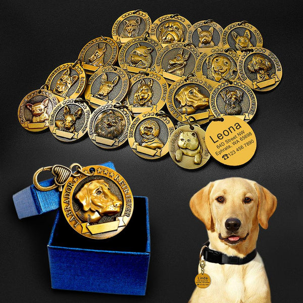 HKM-2580797 Custom Engraved Metal Dog ID Tag with Anti-Lost Features, Fits 18 Breeds