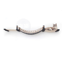 HKM-2581437 Cat Suspension Bridge Rope Ladder - Soft Hemp Rope Wooden Frame for Wall Climbing Pets
