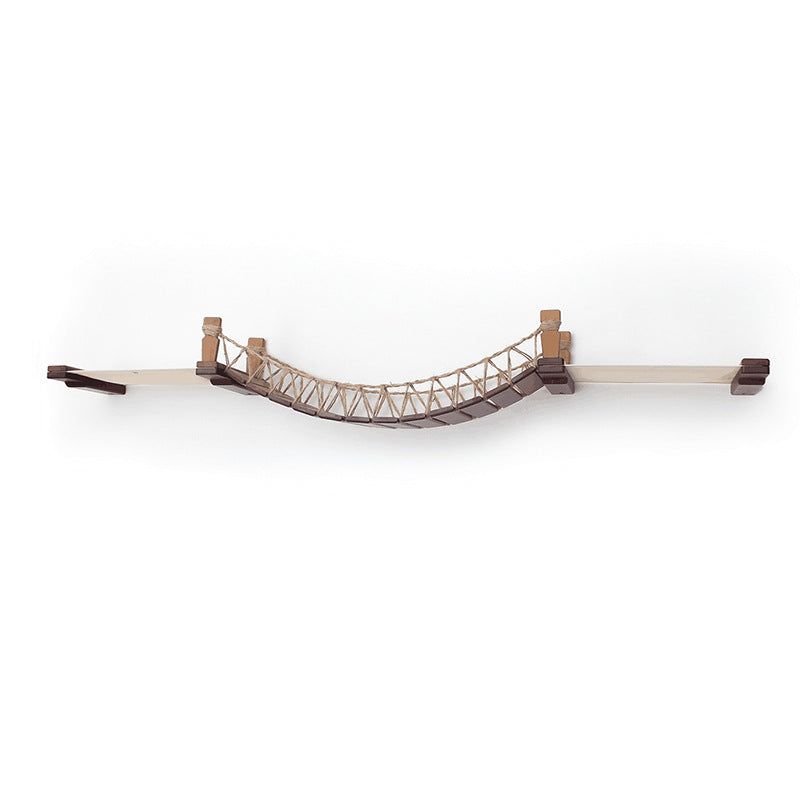 HKM-2581437 Cat Suspension Bridge Rope Ladder - Soft Hemp Rope Wooden Frame for Wall Climbing Pets