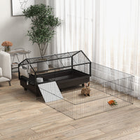 HKM-2581821 Large Rolling Playpen Cage for Small Animals with Water Bottle - 46.5"