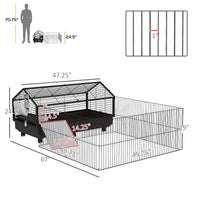 HKM-2581821 Large Rolling Playpen Cage for Small Animals with Water Bottle - 46.5"