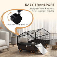 HKM-2581821 Large Rolling Playpen Cage for Small Animals with Water Bottle - 46.5"