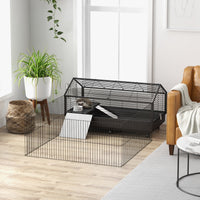HKM-2581821 Large Rolling Playpen Cage for Small Animals with Water Bottle - 46.5"