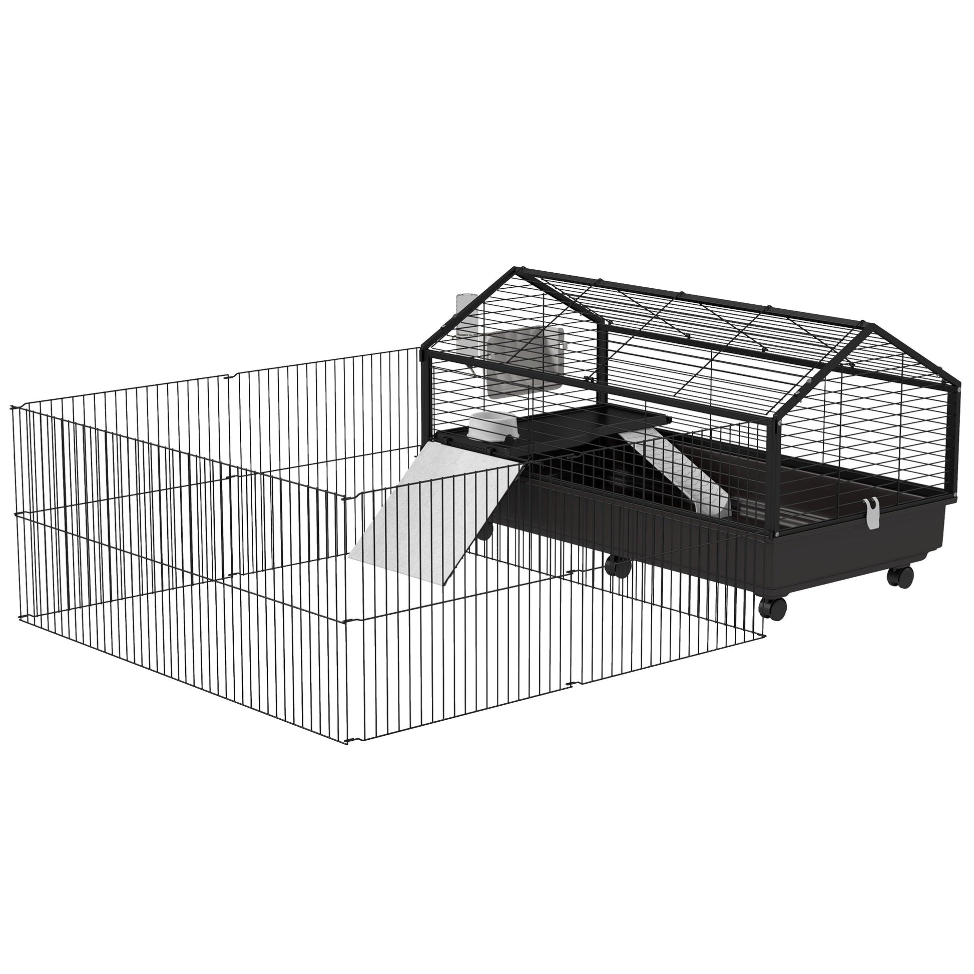 HKM-2581821 Large Rolling Playpen Cage for Small Animals with Water Bottle - 46.5"