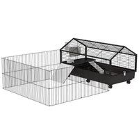 HKM-2581821 Large Rolling Playpen Cage for Small Animals with Water Bottle - 46.5"