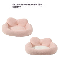 HKM-2582205 Cozy Peach Heart-Shaped Dog Fleece Bed - Removable & Washable, Sizes M & L