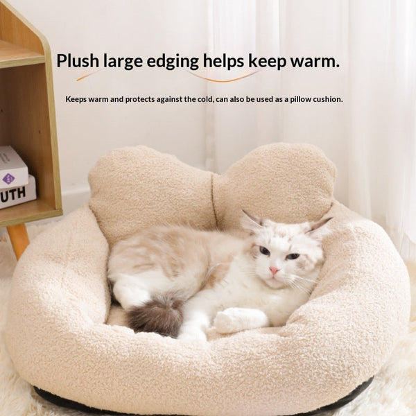 HKM-2582205 Cozy Peach Heart-Shaped Dog Fleece Bed - Removable & Washable, Sizes M & L