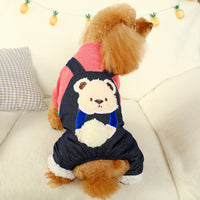 HKM-2582589 Hug Bear Cotton Padded Coat for Pets - Warm and Cozy Four-Legged Apparel in Pink and Milk Tea