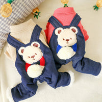 HKM-2582589 Hug Bear Cotton Padded Coat for Pets - Warm and Cozy Four-Legged Apparel in Pink and Milk Tea