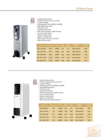 HKM-258259 Oil Filled Radiator Heater 1000-2600W with Adjustable Thermostat and Overheat Protection for Home and Office Use