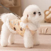 HKM-2582717 Winter Fleece Teddy Dress with 3D Ears for Small Dogs and Cats, Hooded Soft Cotton Coat