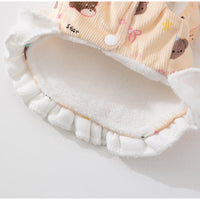 HKM-2582717 Winter Fleece Teddy Dress with 3D Ears for Small Dogs and Cats, Hooded Soft Cotton Coat