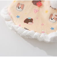 HKM-2582717 Winter Fleece Teddy Dress with 3D Ears for Small Dogs and Cats, Hooded Soft Cotton Coat