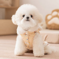 HKM-2582717 Winter Fleece Teddy Dress with 3D Ears for Small Dogs and Cats, Hooded Soft Cotton Coat