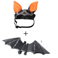 HKM-2582973 Pet Halloween Costume with Ghost Hat and Bat Wings for Dogs and Cats