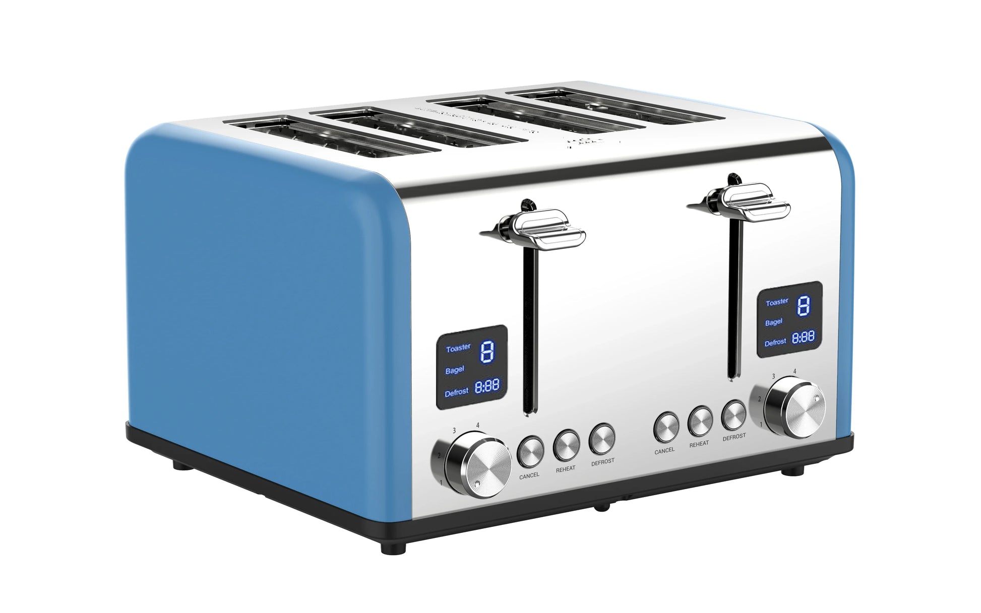 HKM-258387 Stainless Steel 4-Slice Electric Toaster with LED Digital Display