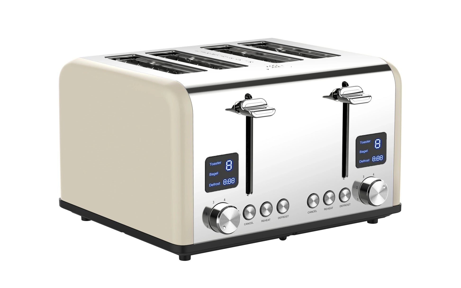HKM-258387 Stainless Steel 4-Slice Electric Toaster with LED Digital Display