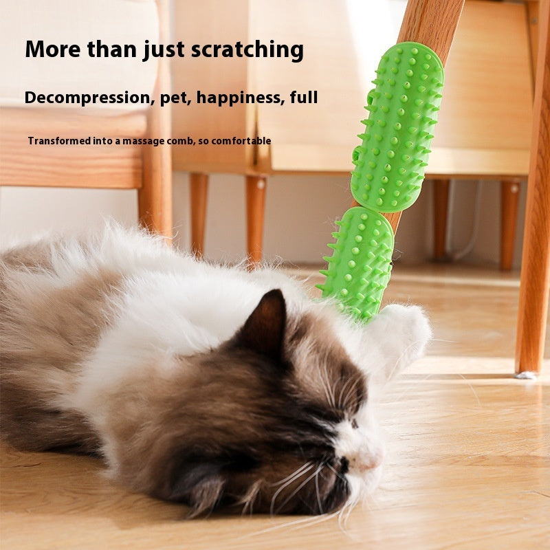HKM-2584125 Pet Grooming Brush for Cats and Dogs with Self-Cleaning Scratcher and Adjustable Silicone Strap