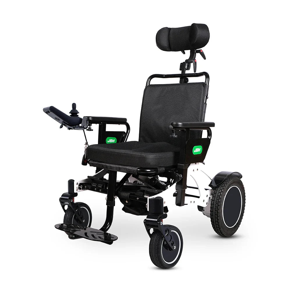HKM-258515 Auto Folding Power Wheelchair with Headrest for Disabled and Elderly, Lightweight Aluminum Alloy, 250W Dual Motors, 20km Range, Compact Design