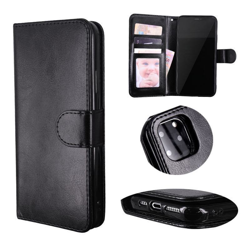 HKM-258515 PU Leather Classic Flip Cover Wallet for Mobile Phones - Business Style in Black, Rose Red, White, Brown