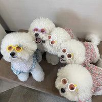 HKM-2585533 Cute Round Frame Sunglasses for Pets - Pink, Black, and Colored Lenses - Full Frame Design