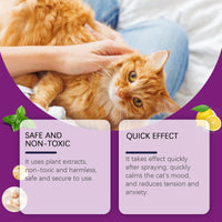 HKM-2585789 Soothing Cat Mood Spray with Lemon, Mint, and Garlic Extract - 3.2x12cm