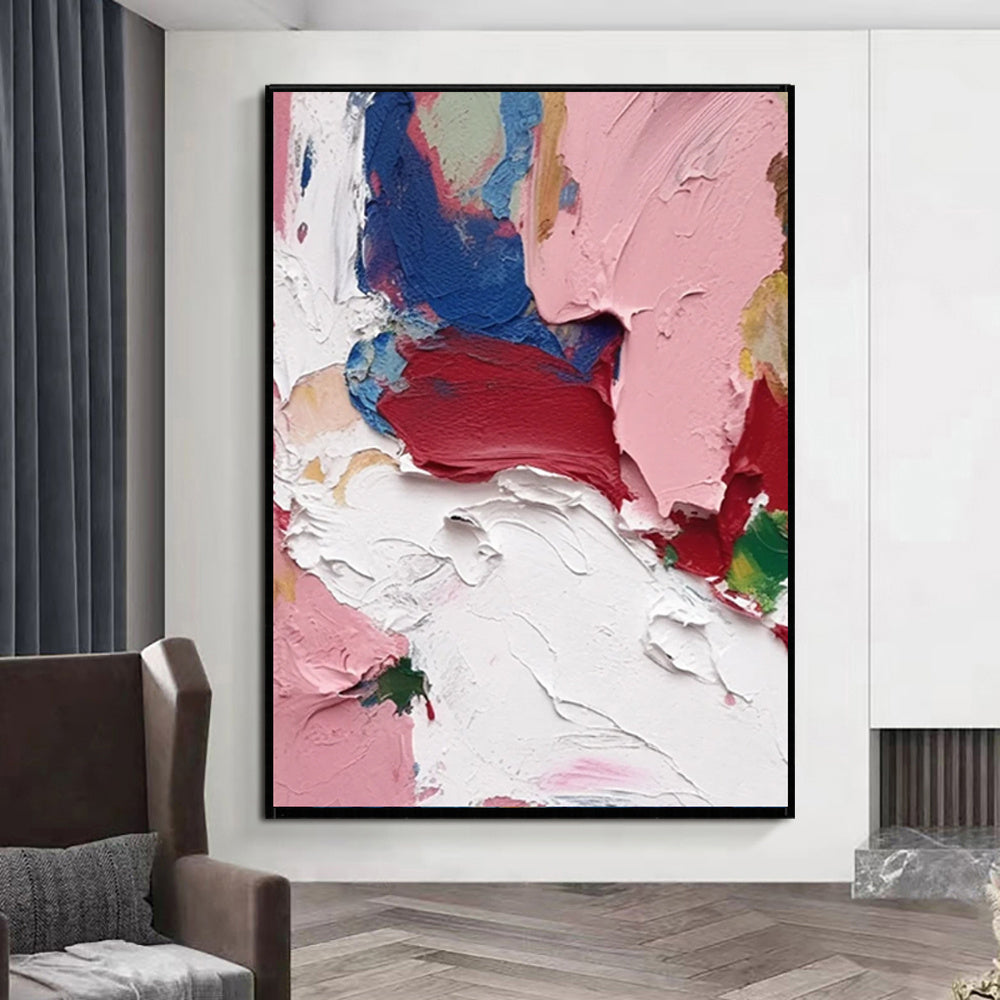 HKM-258579 Abstract Handmade Oil Painting on Canvas for Modern Home Decor - Vertical Wall Art for Living Room and Entryway