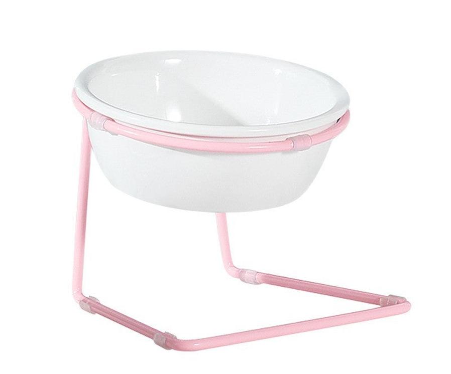 HKM-258643 Pet Dining Table with A5 Melamine Bowl and Iron Bracket - 345ml Capacity